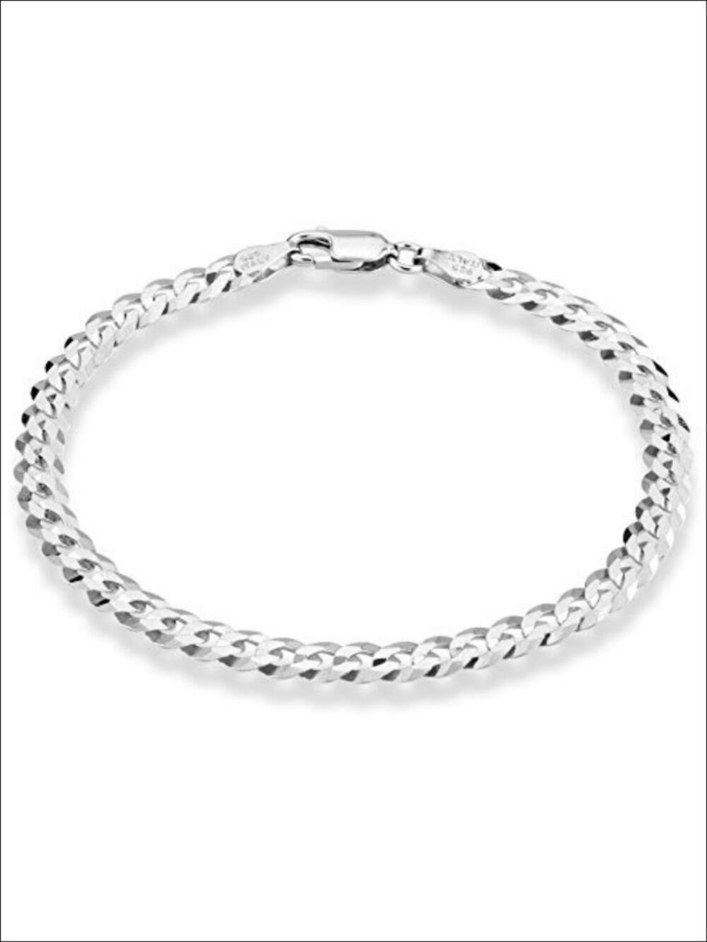 925 Sterling Silver 5mm Cuban Link Bracelet Italian Unisex Jewelry